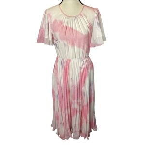 Ivy City Co. Lovers Dress Size Small Short Sleeve Pleated Midi‎ Dress Romantic